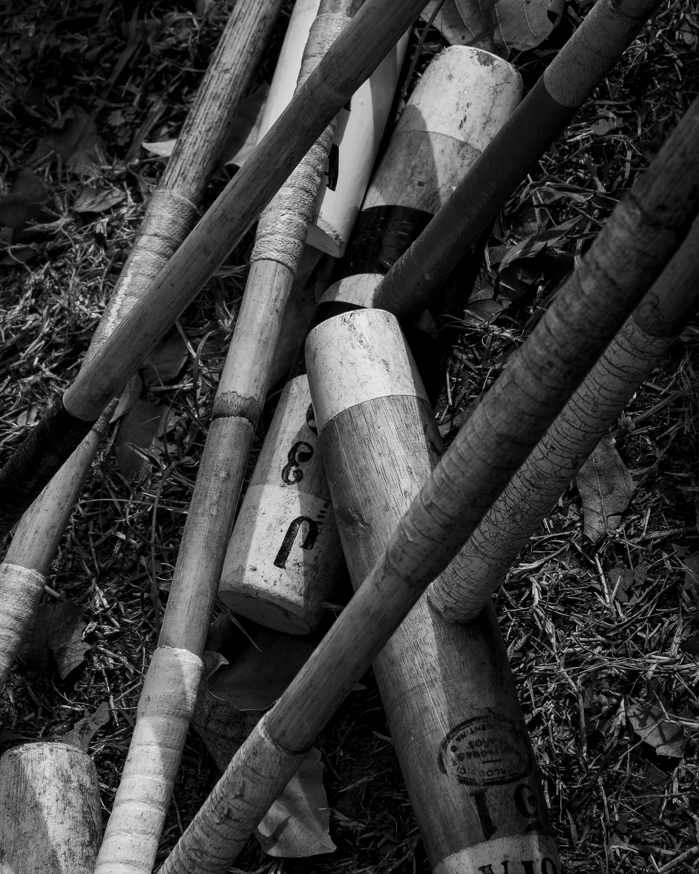 a pile of croquet sticks