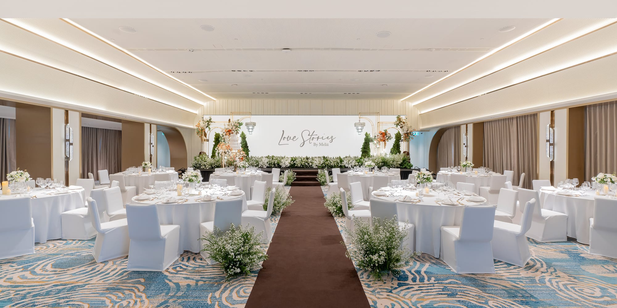 a room with tables and chairs