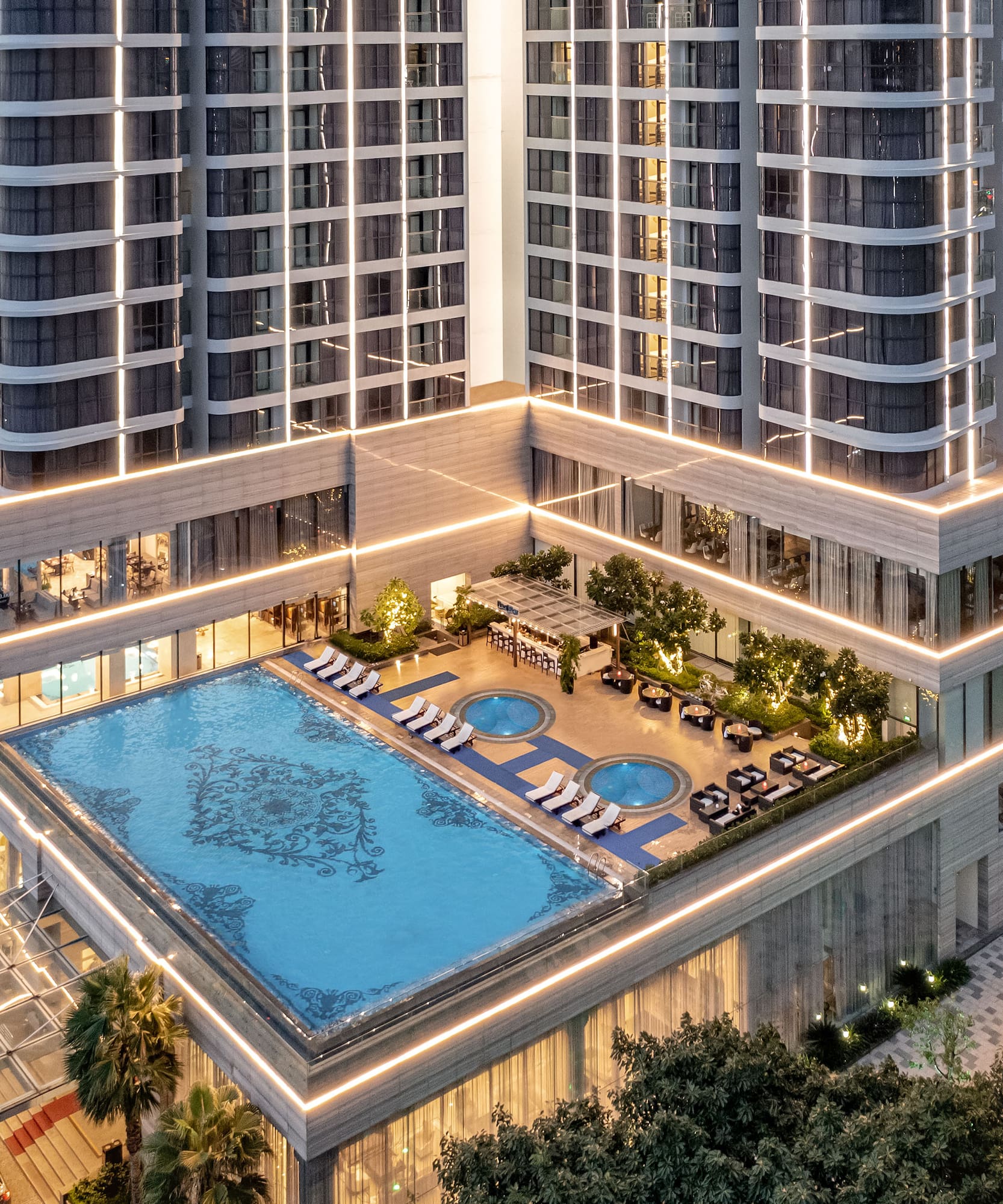 a pool in a building