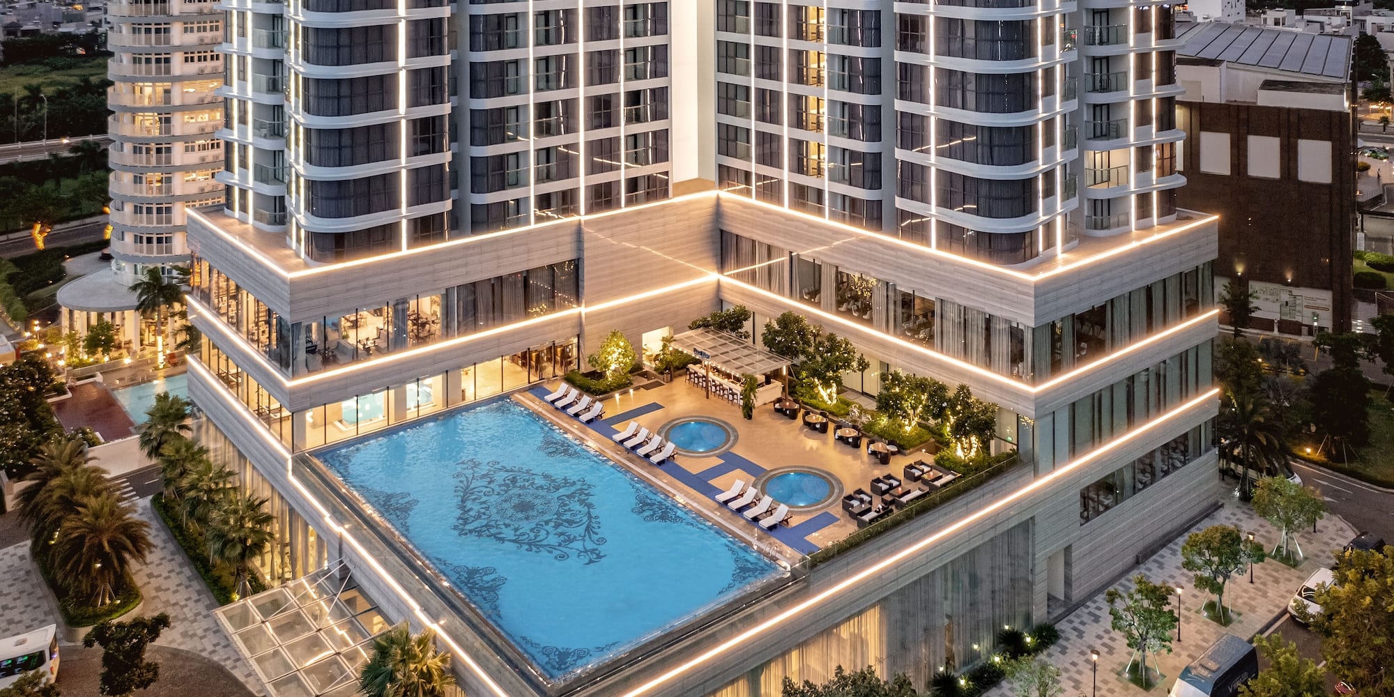 a pool in a building