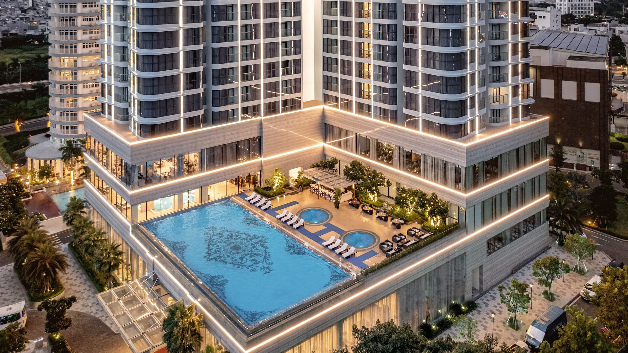 a pool in a building