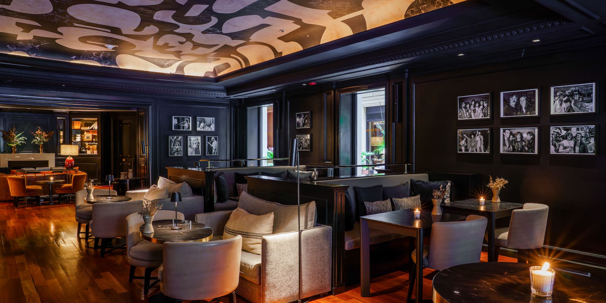 a room with tables and chairs