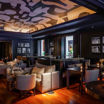 a room with tables and chairs