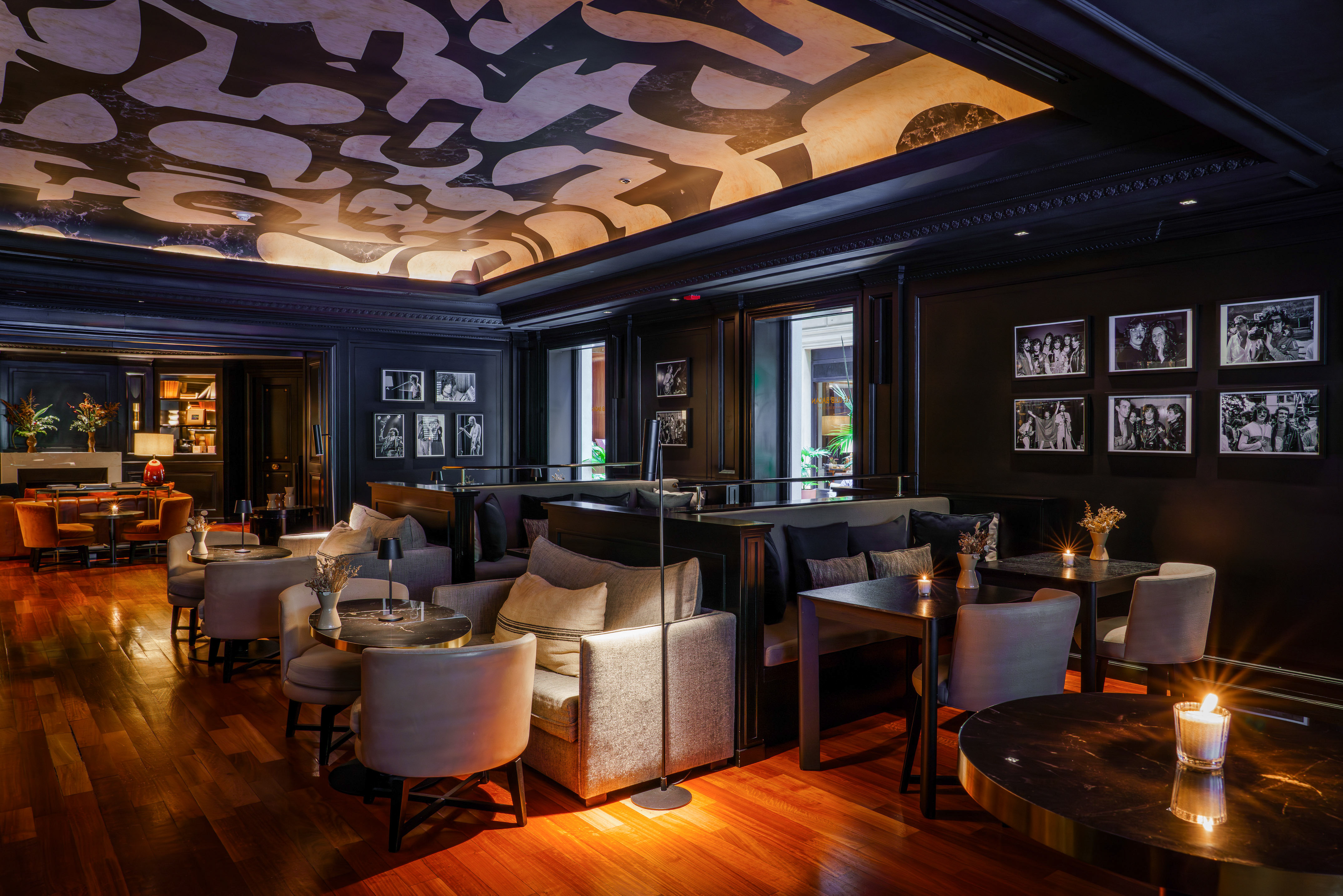 a room with tables and chairs