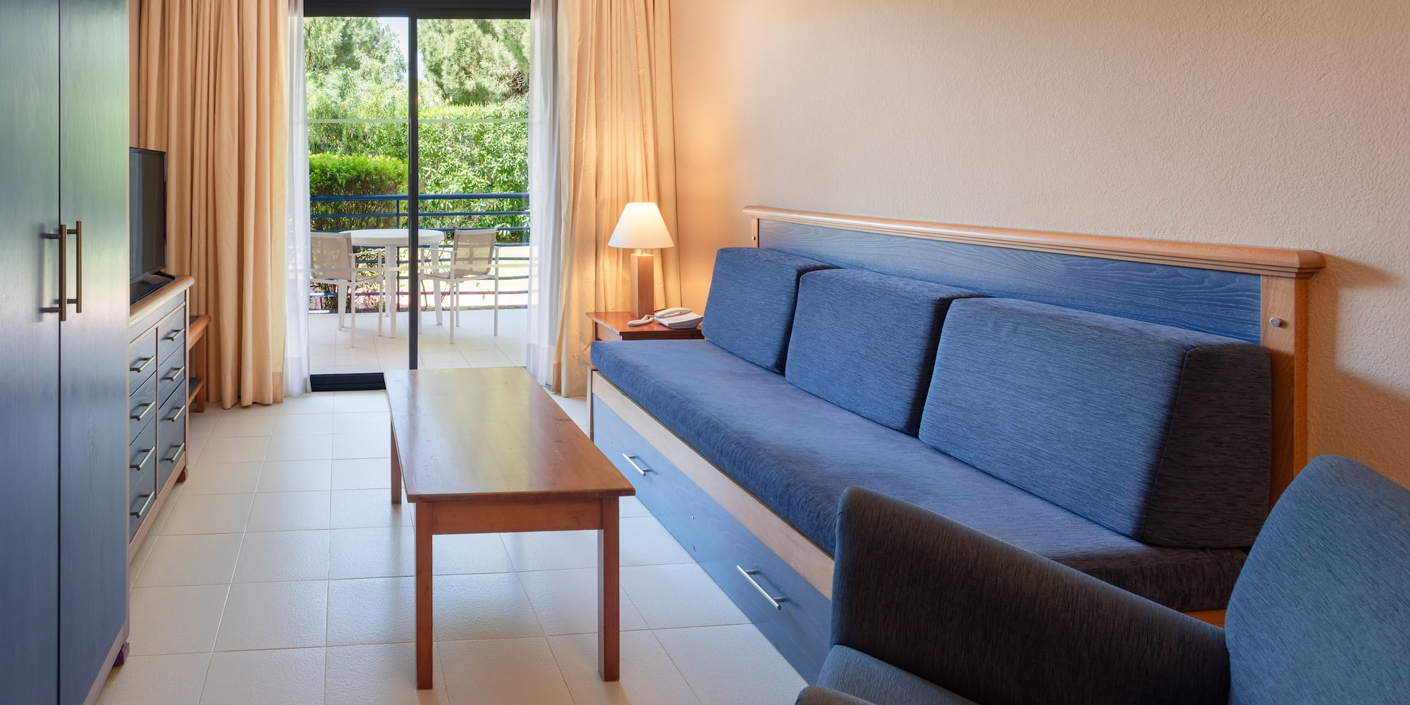 a couch and table in a room