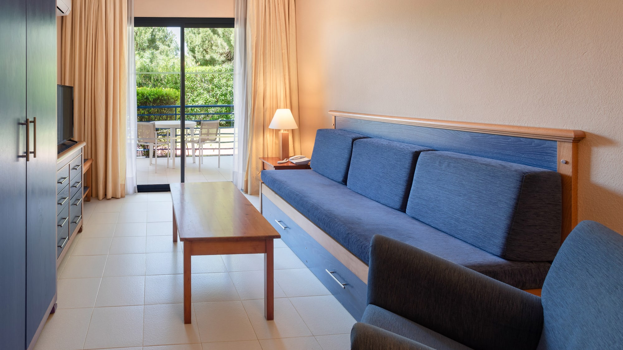 a couch and table in a room