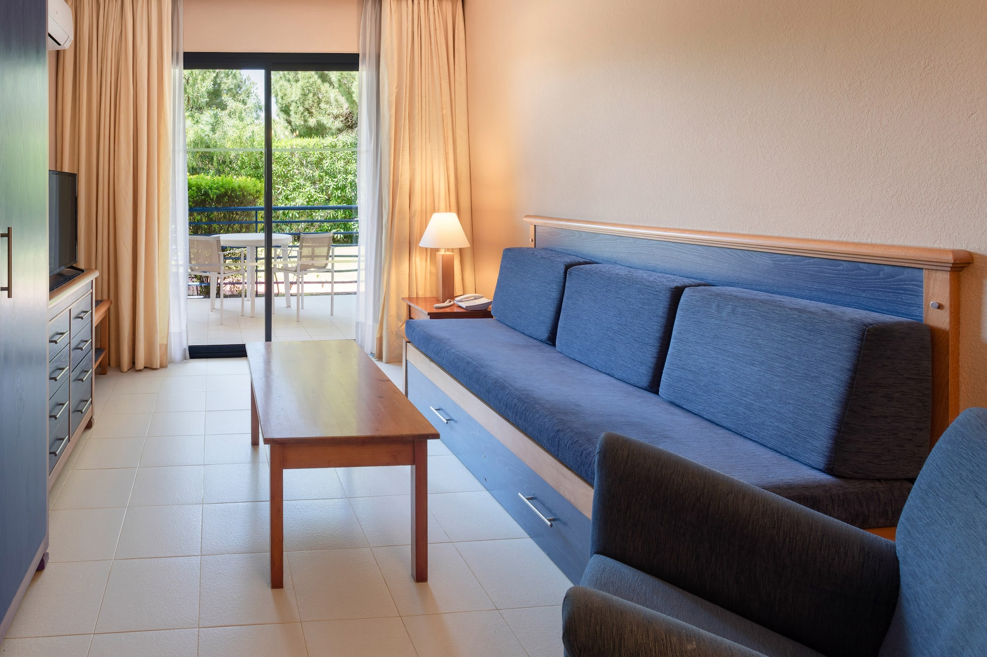 a couch and table in a room