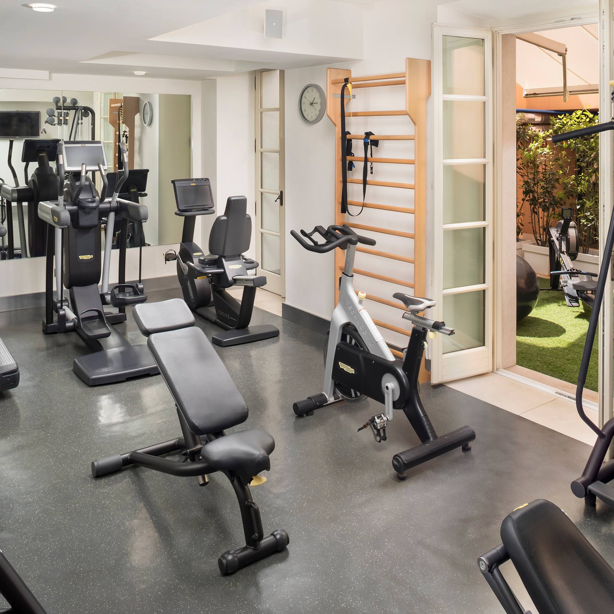 a room with exercise equipment