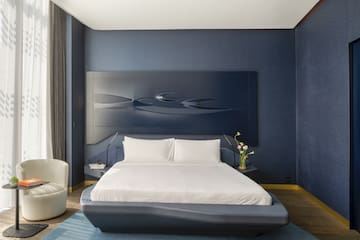 a bed in a room