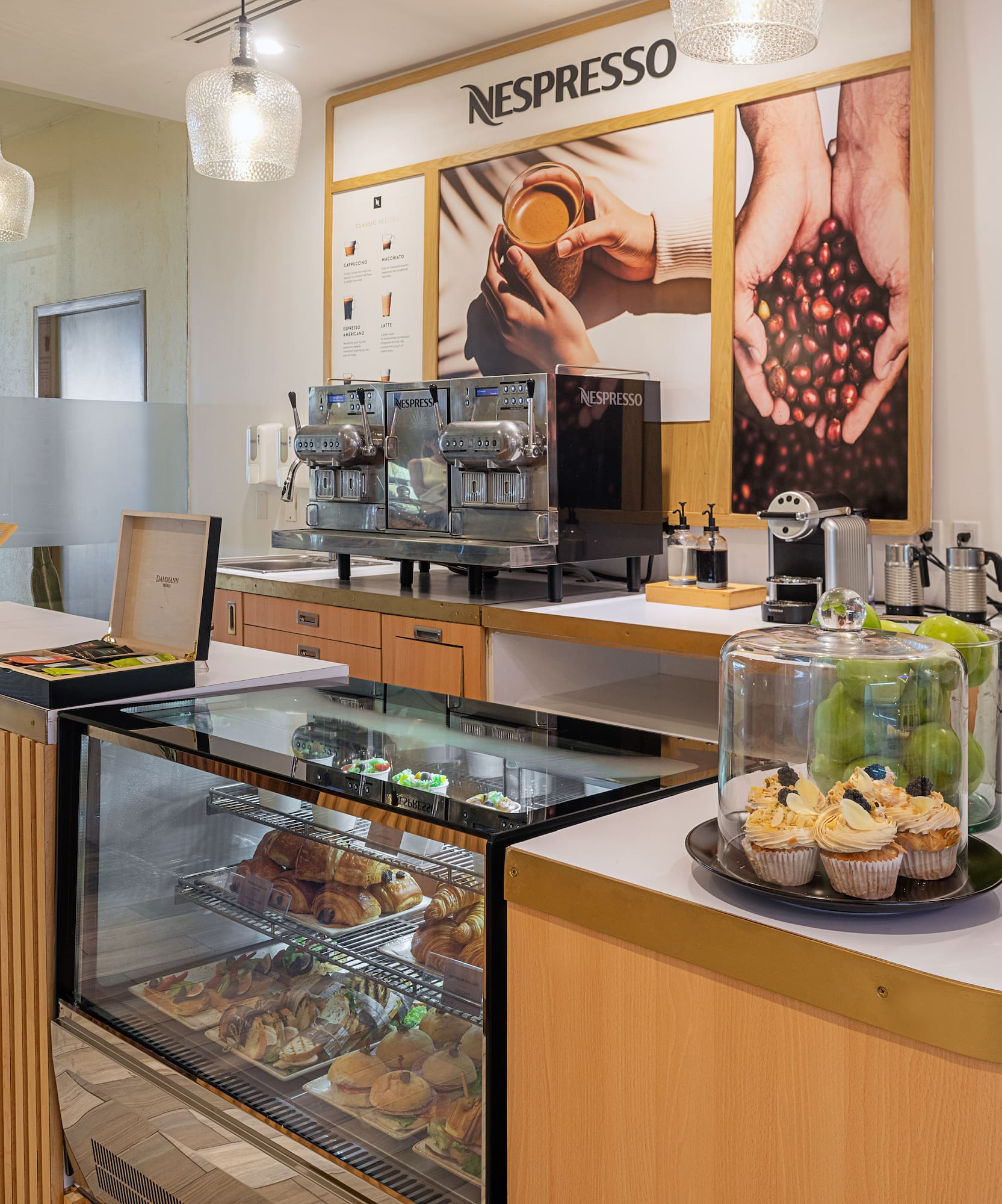 a counter with food on it