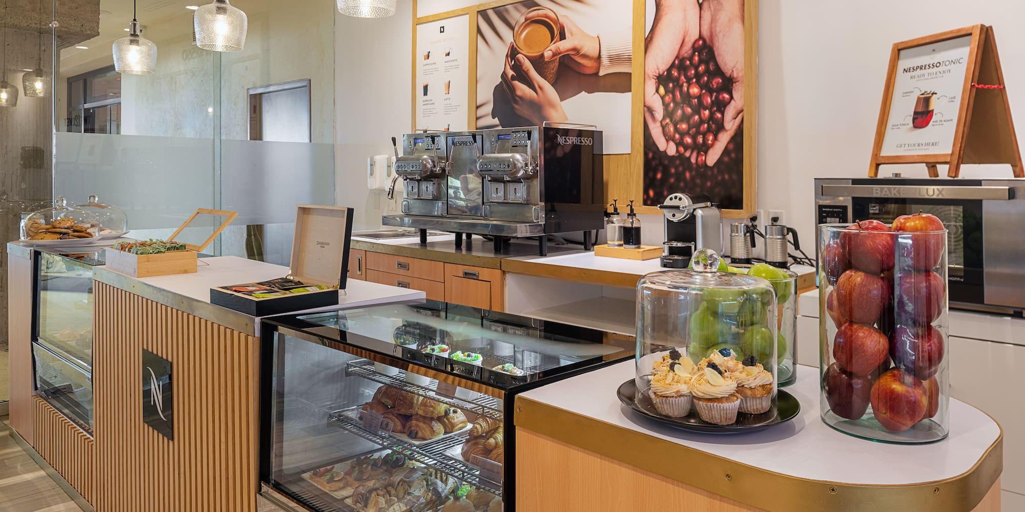 a counter with food on it