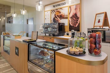 a counter with food on it