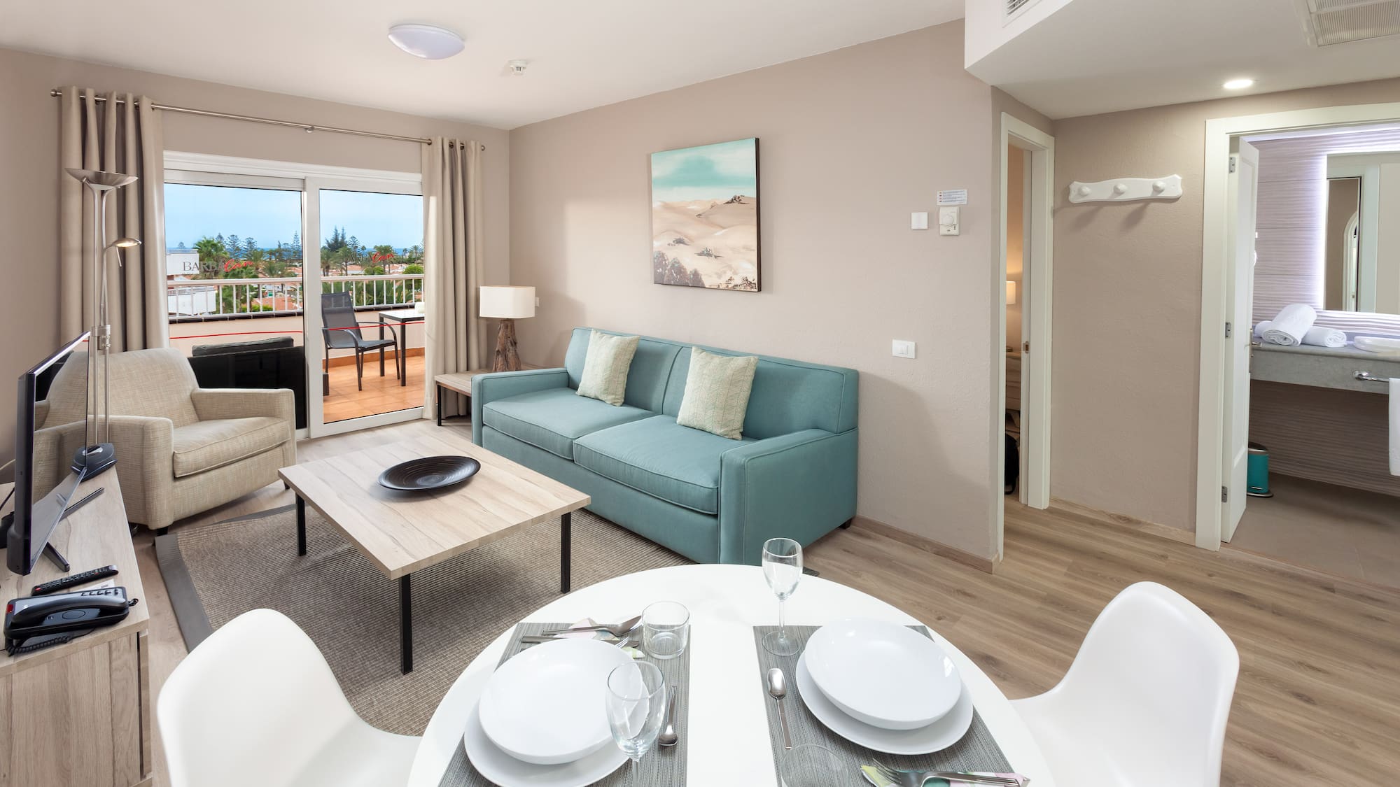 a living room with a couch and a table