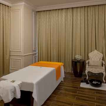 a massage table in a room