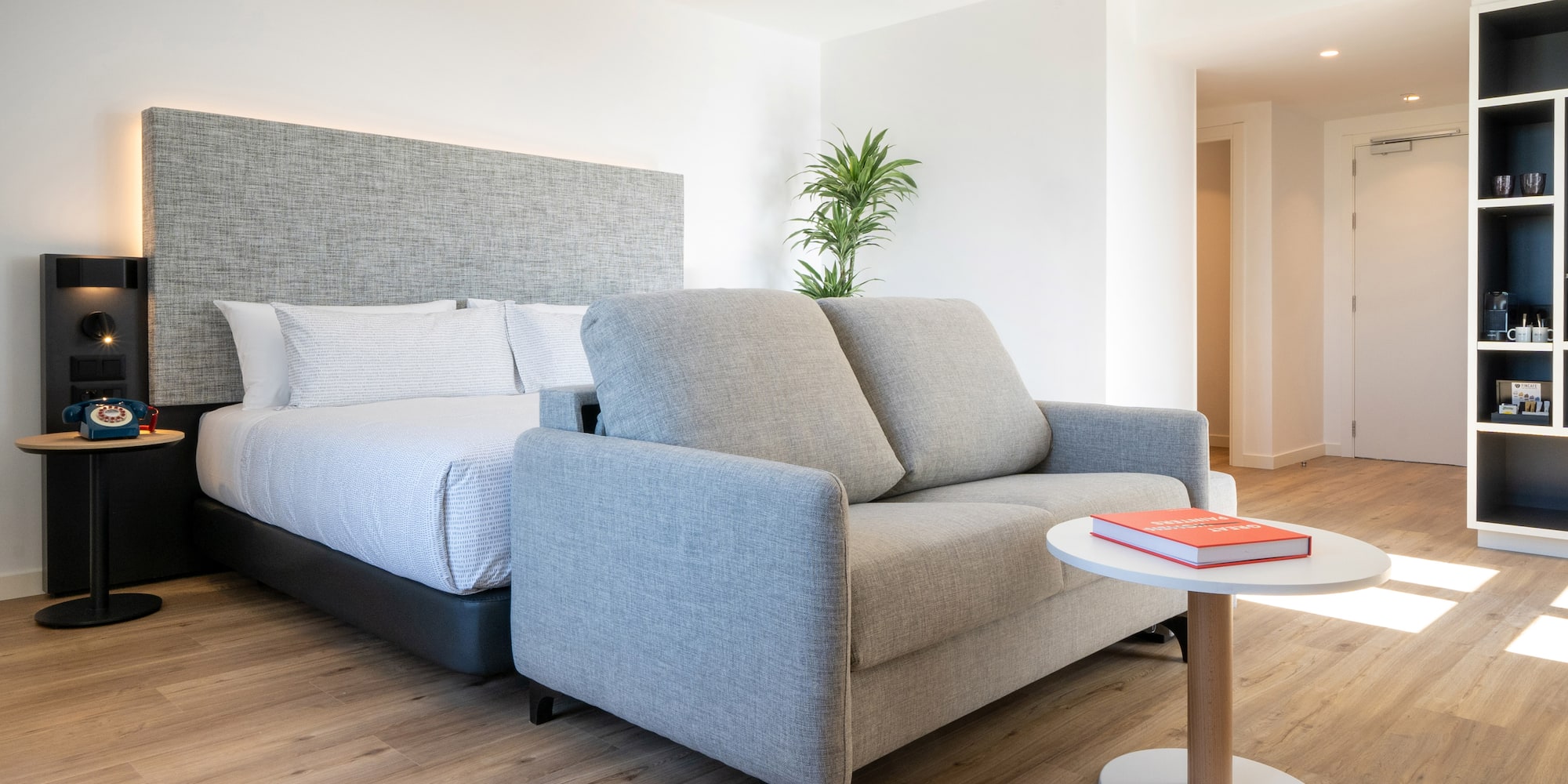 a couch and a small table in a room