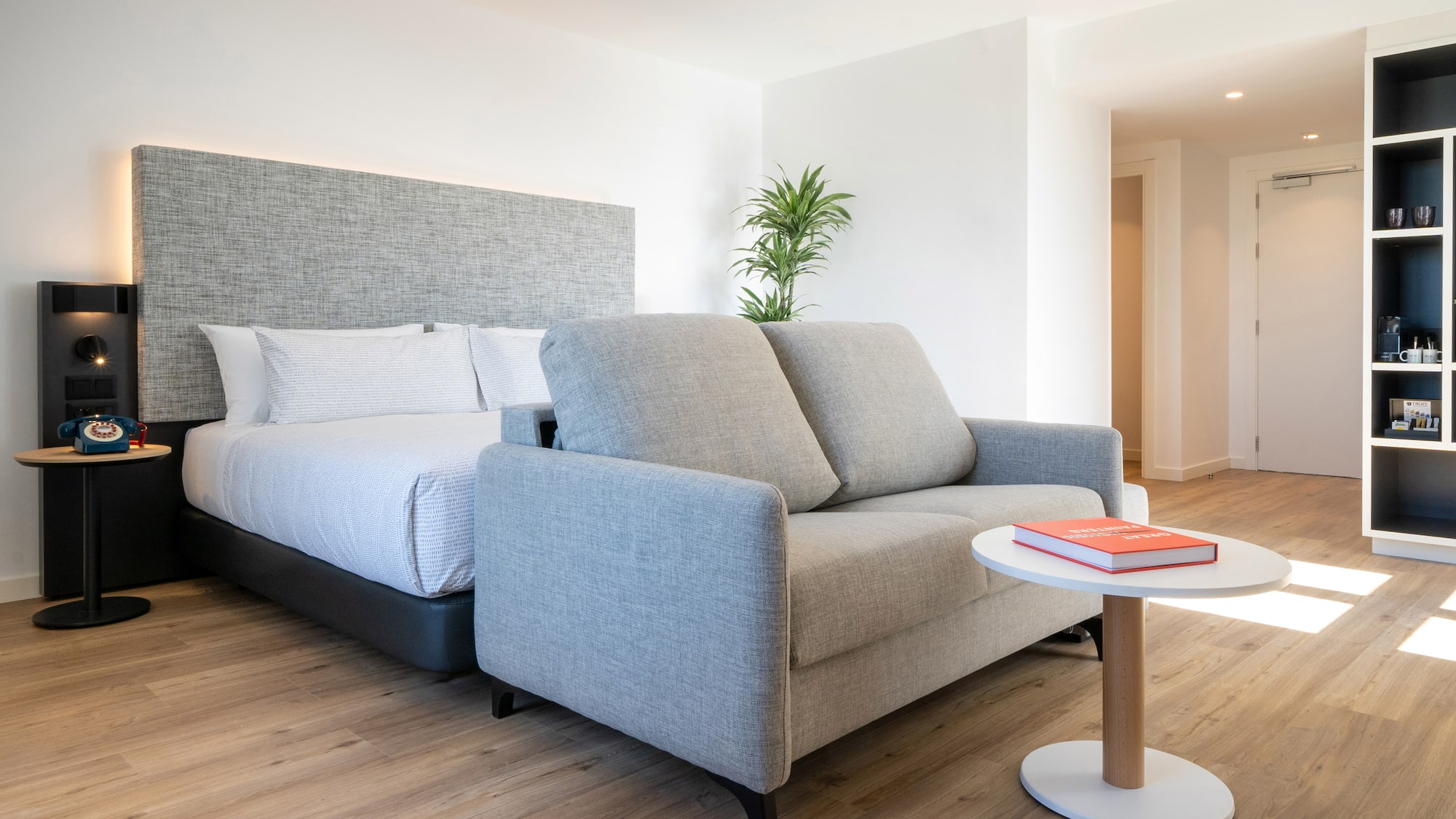 a couch and a small table in a room