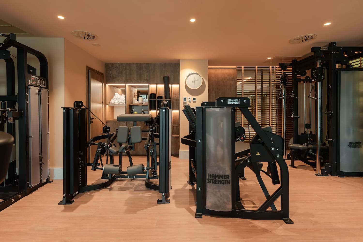 a room with gym equipment