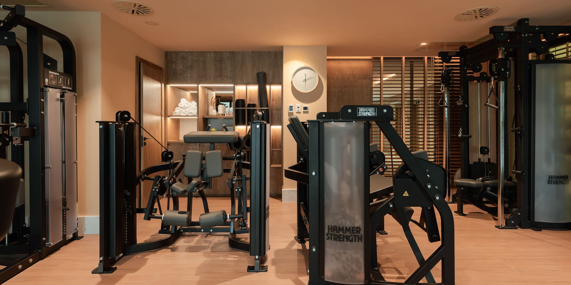 a room with gym equipment