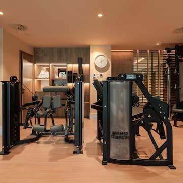 a room with gym equipment