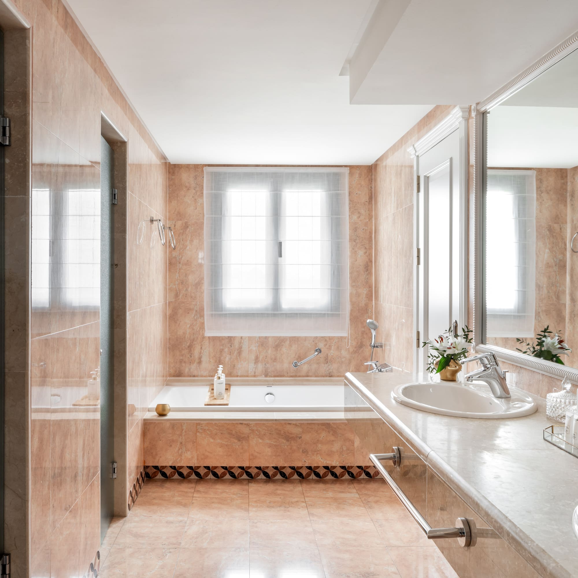 a bathroom with a sink and a bathtub