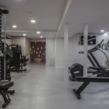 a room with exercise equipment