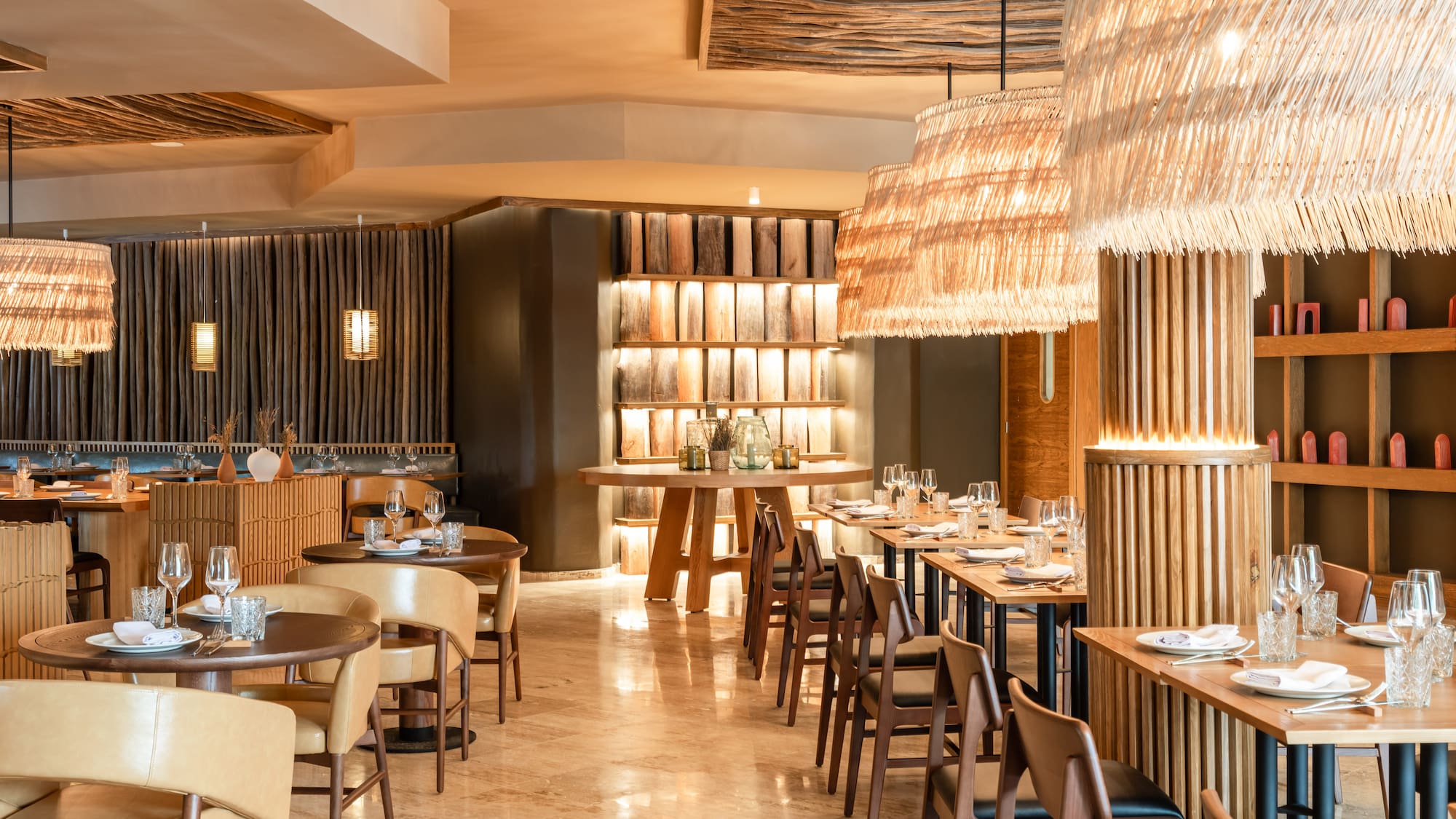 a restaurant with tables and chairs