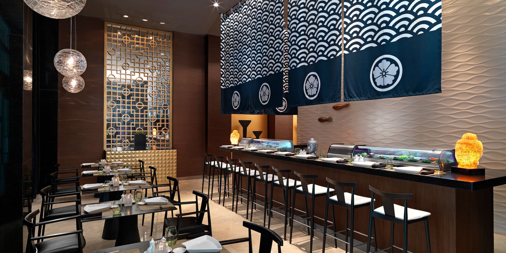 a restaurant with tables and chairs