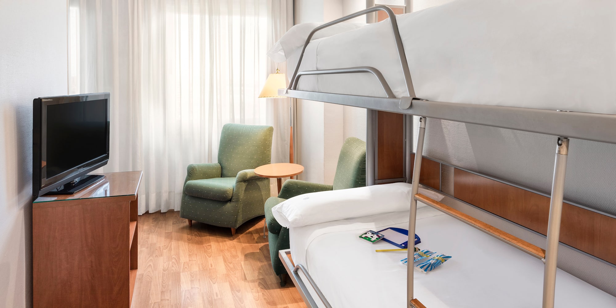 a bunk bed in a hotel room