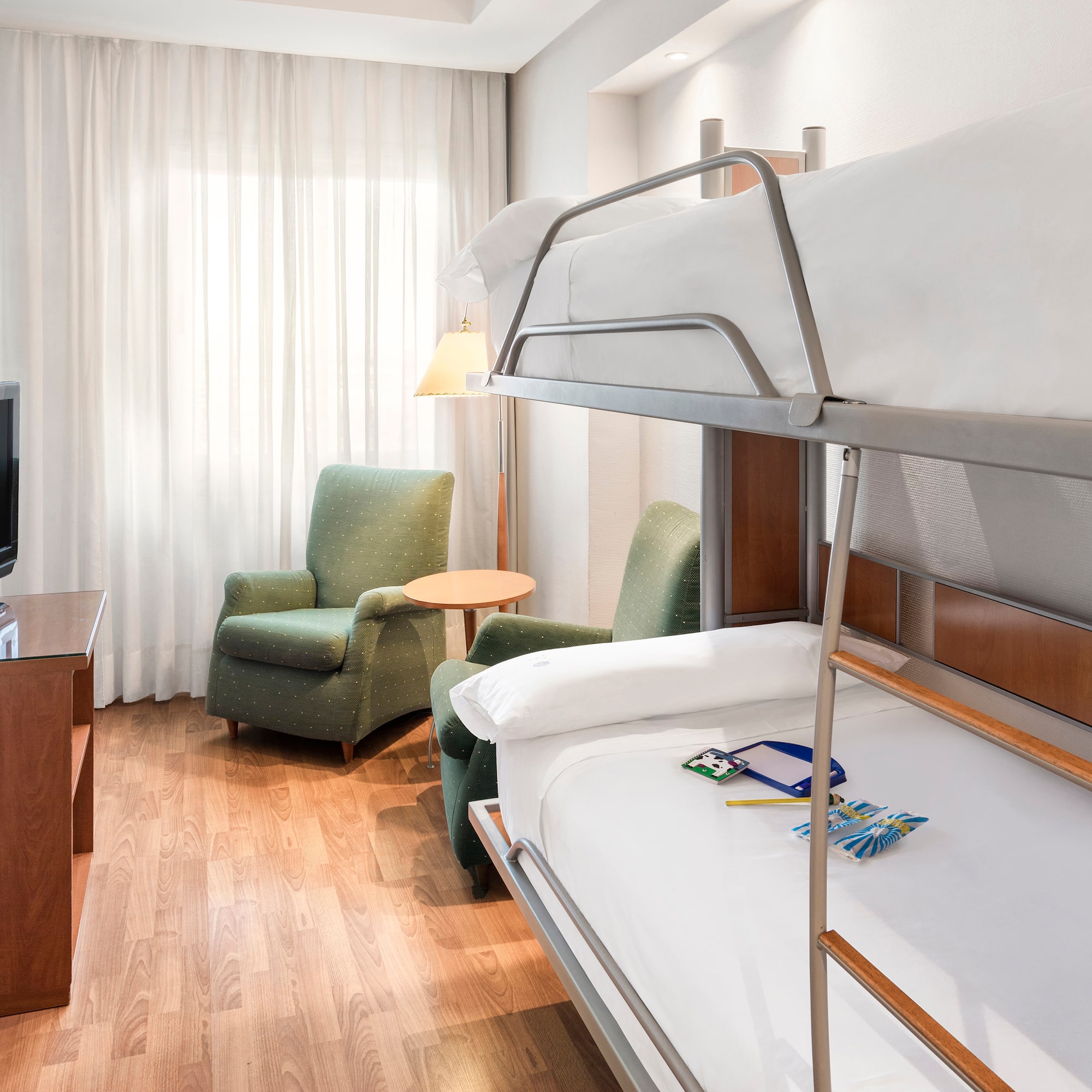 a bunk bed in a hotel room