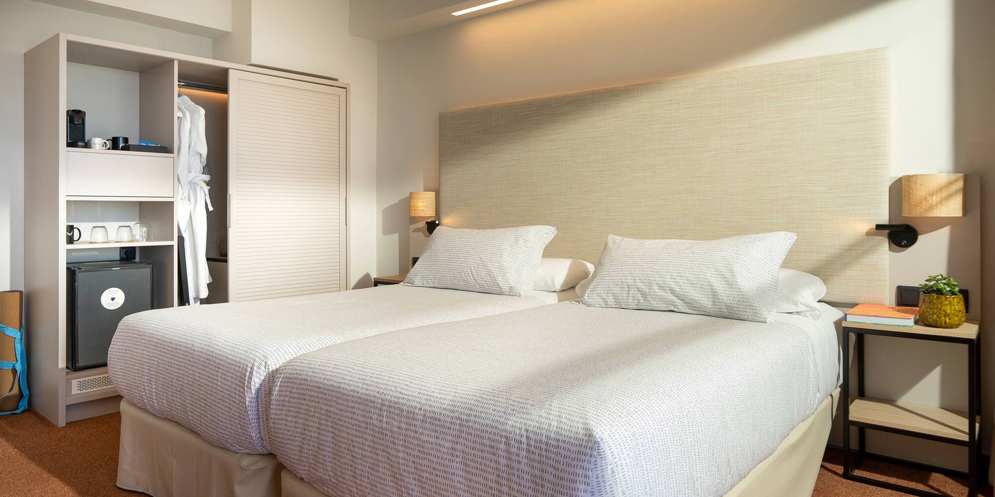 a room with two beds