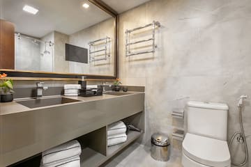 a bathroom with a sink and toilet