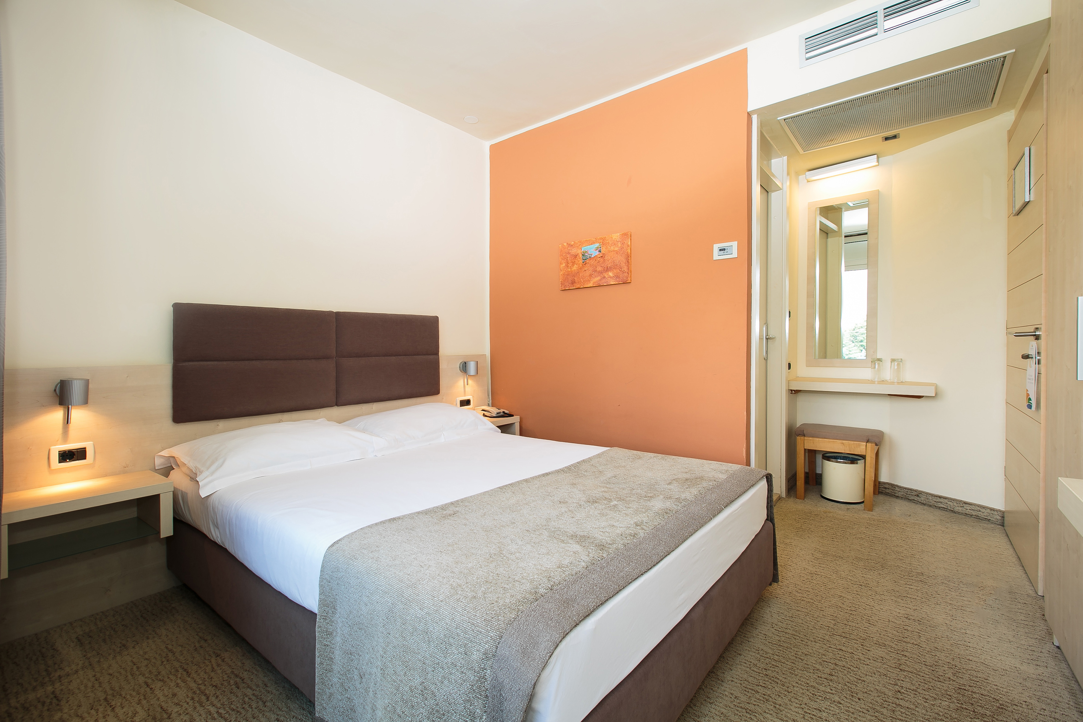 a bed in a room