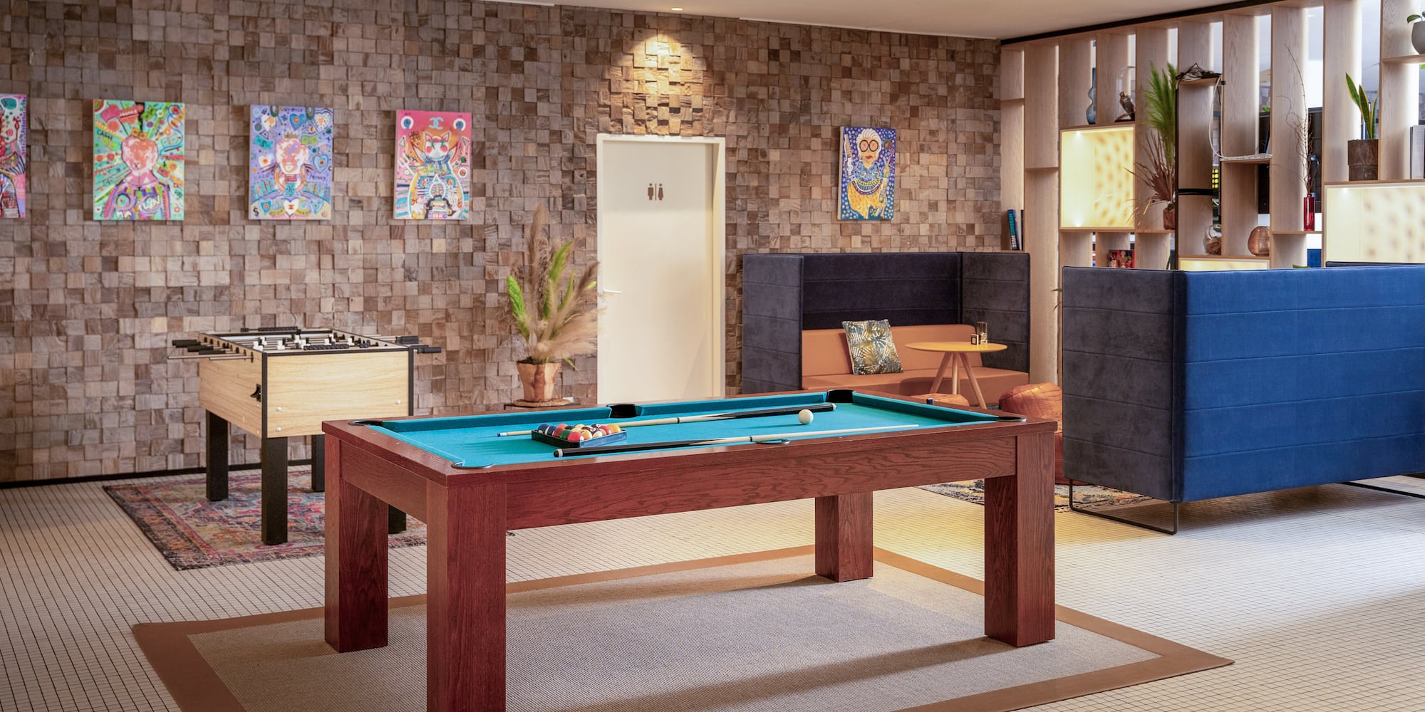 a pool table in a room