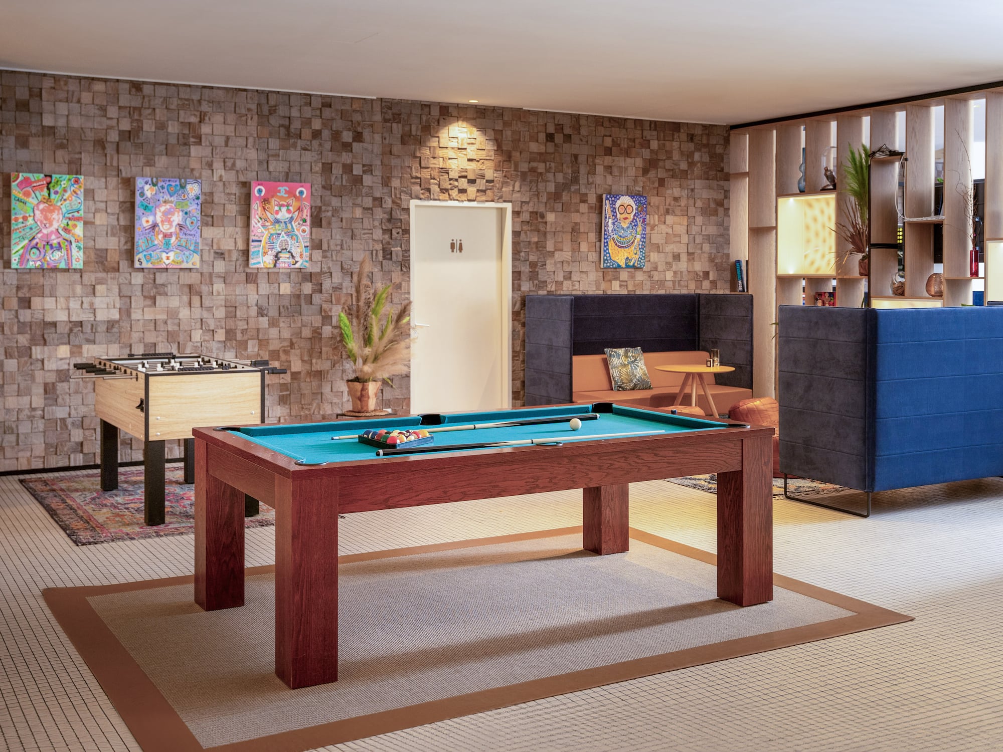 a pool table in a room