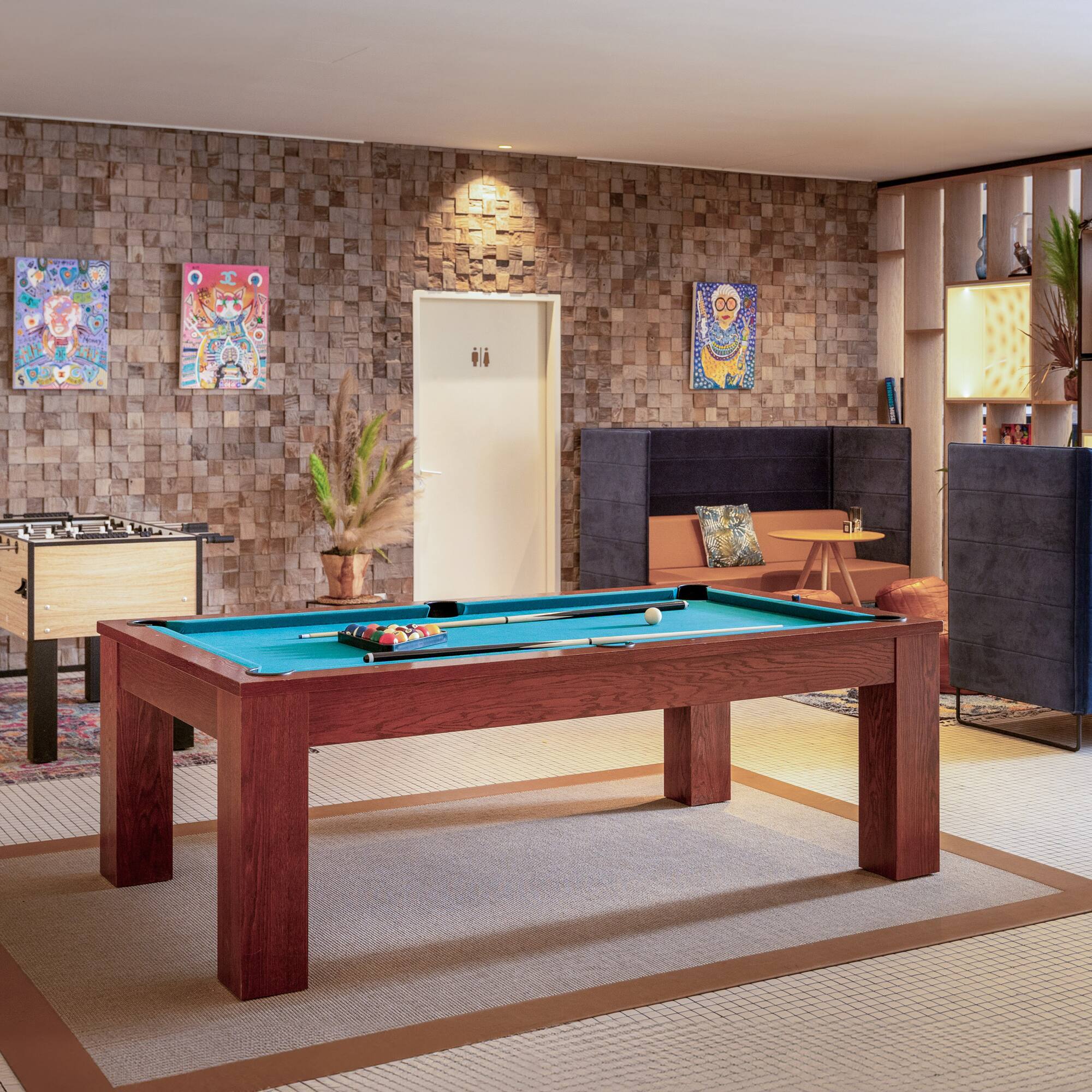 a pool table in a room