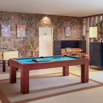 a pool table in a room