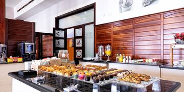 a counter with food on it