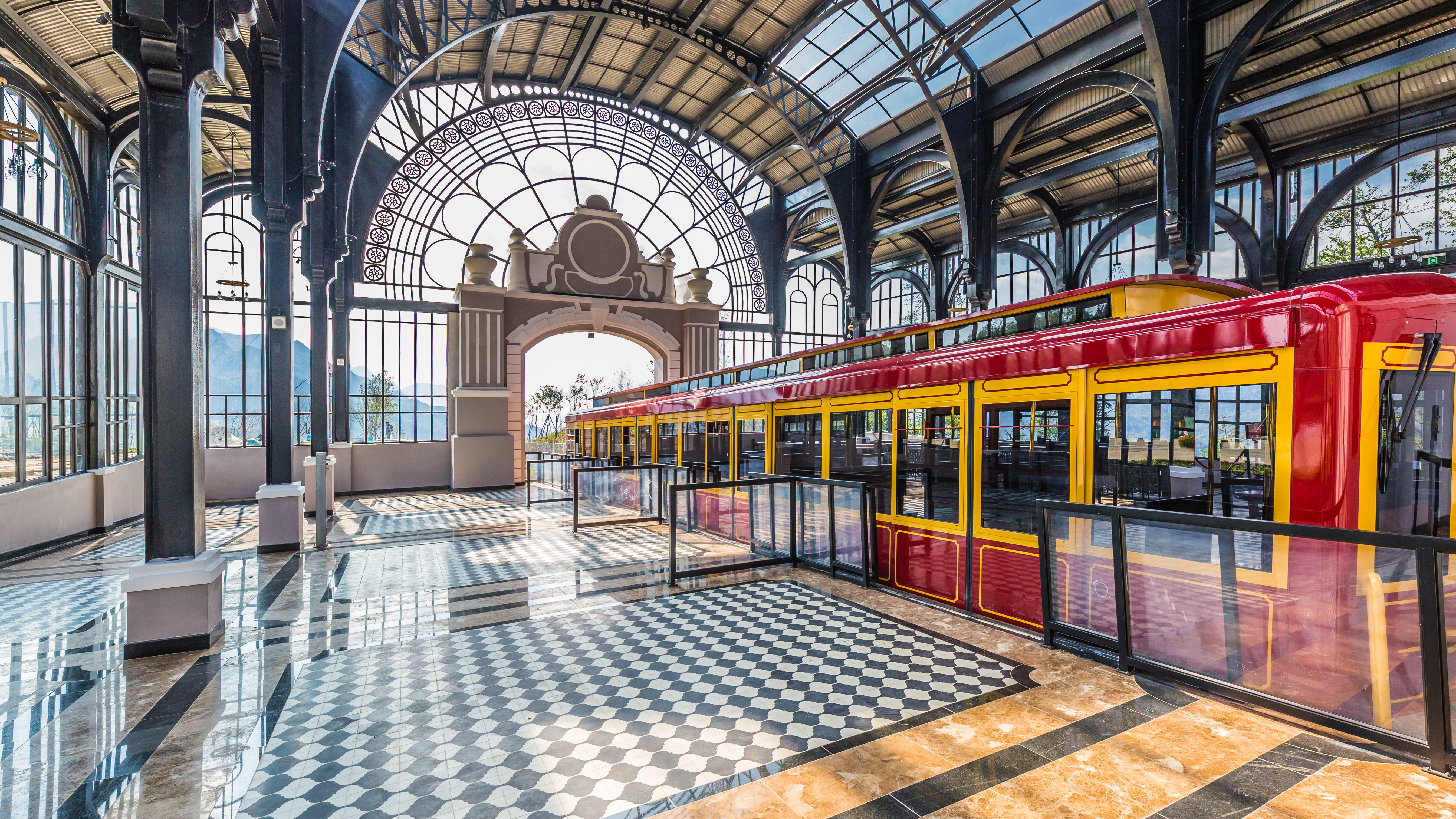 a train inside a building