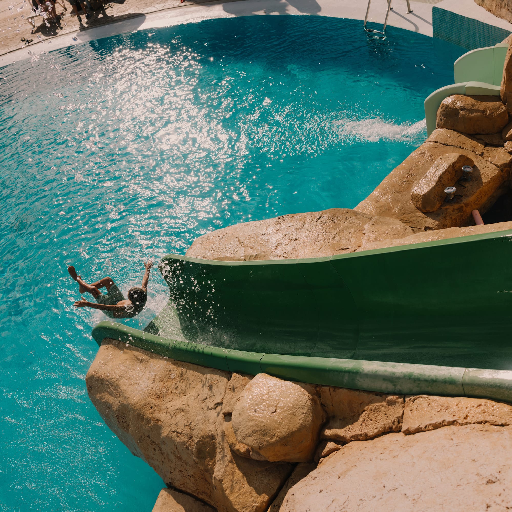 a person on a water slide