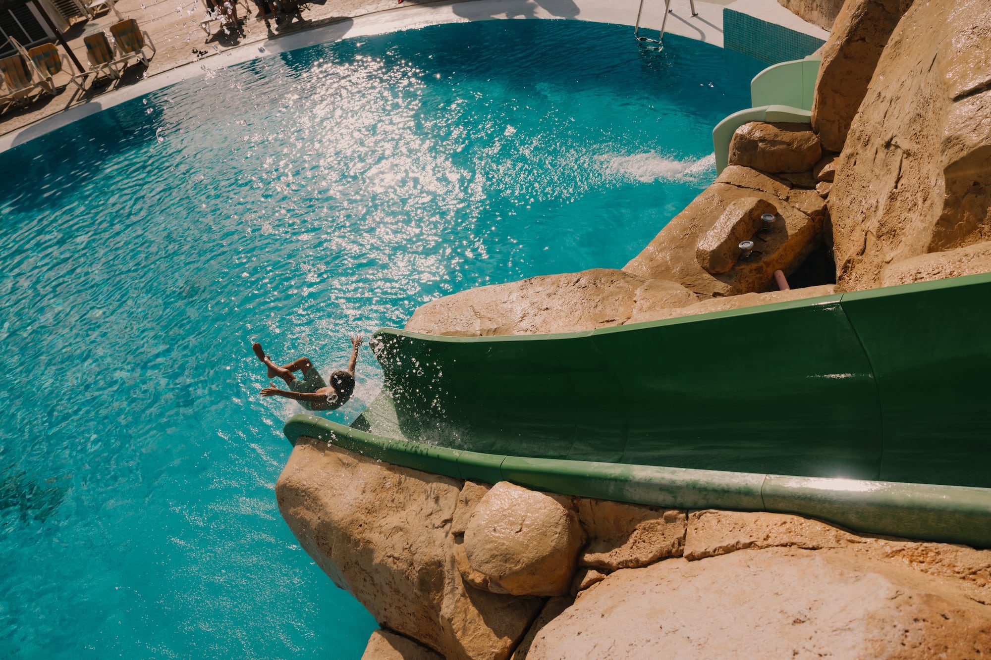 a person on a water slide