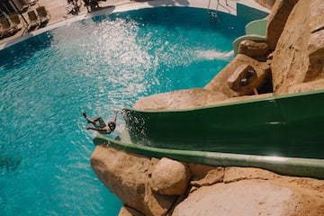 a person on a water slide