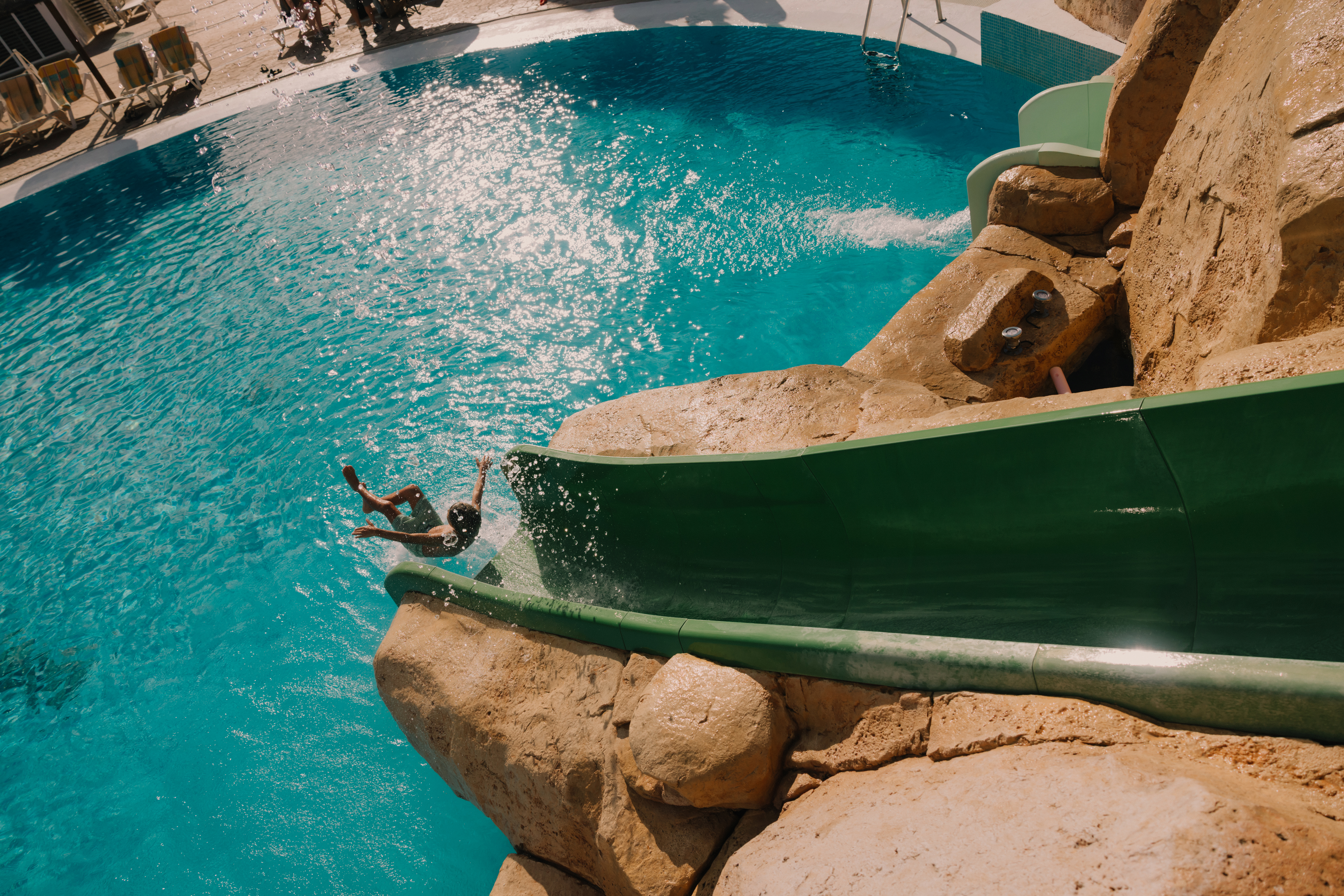 a person on a water slide