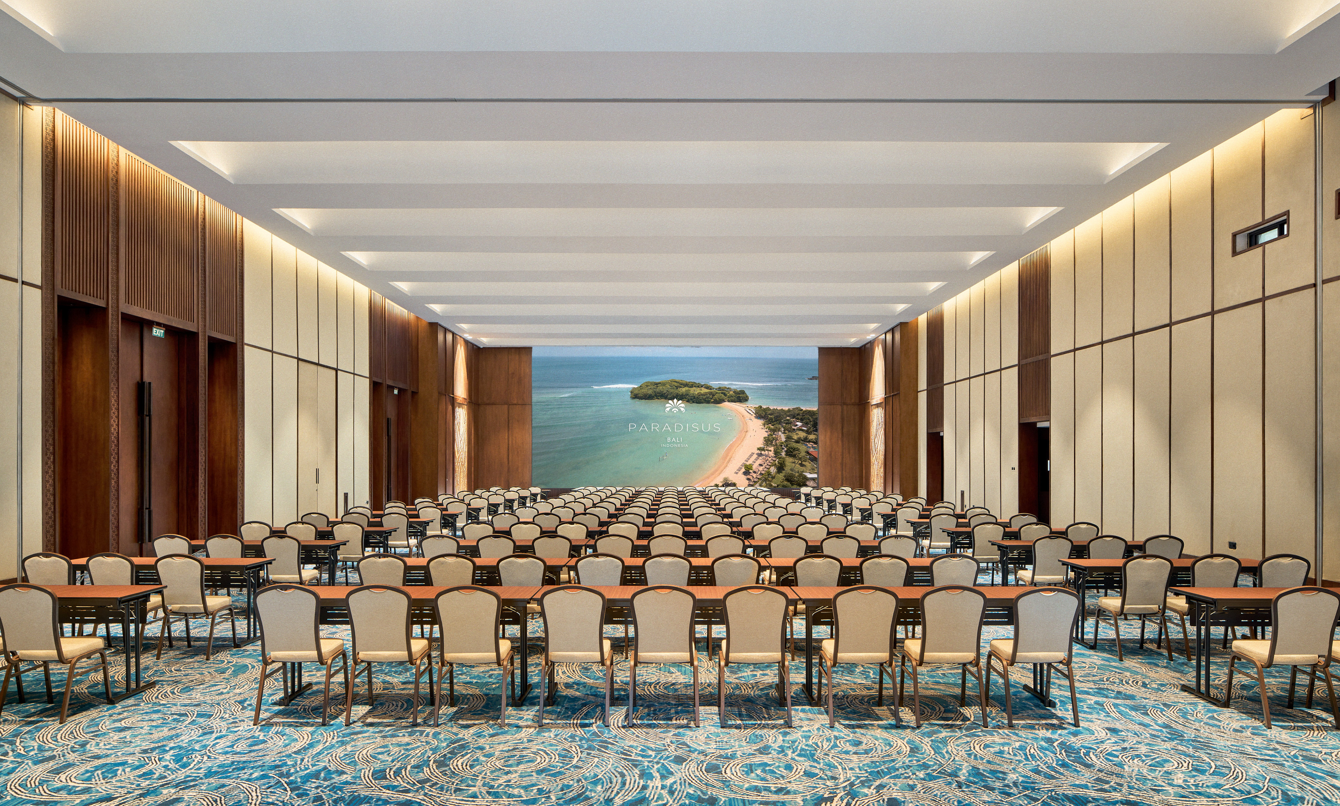 a room with chairs and tables