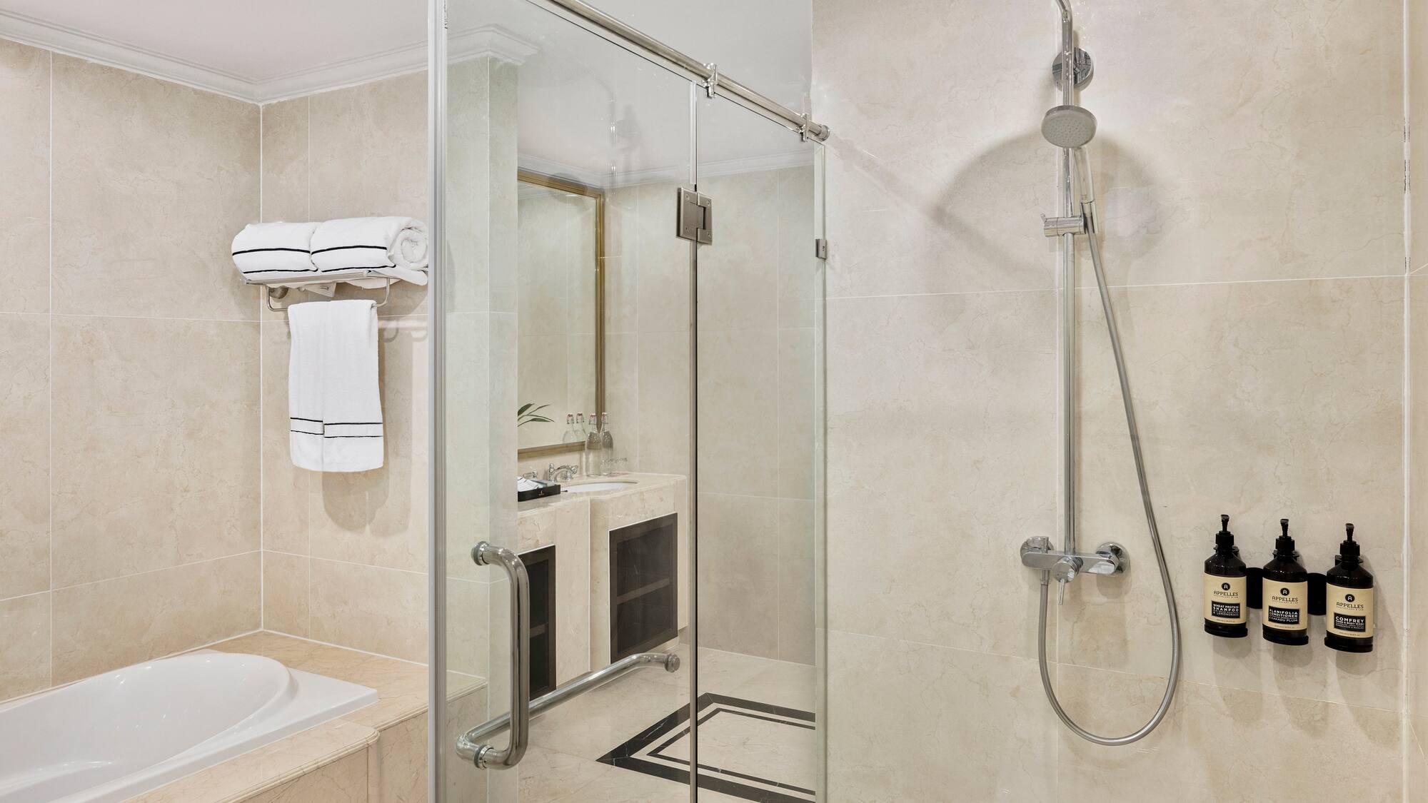 a shower in a bathroom