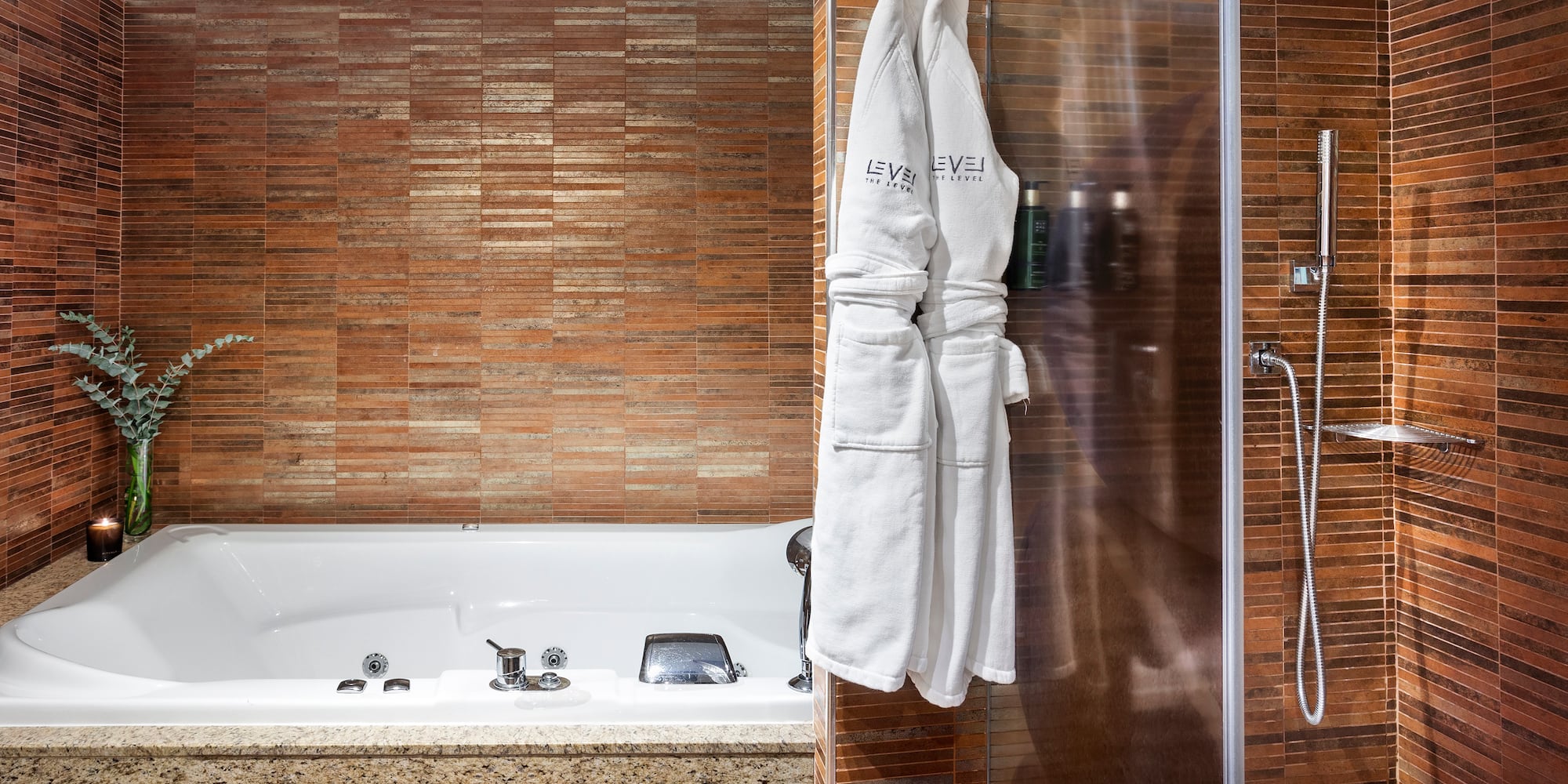 a bathtub and bathtub in a bathroom