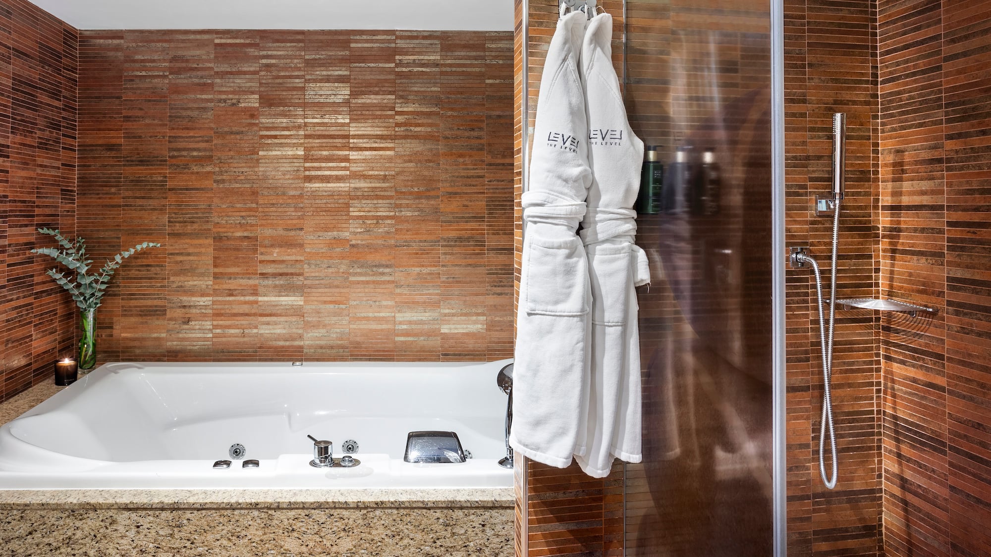 a bathtub and bathtub in a bathroom