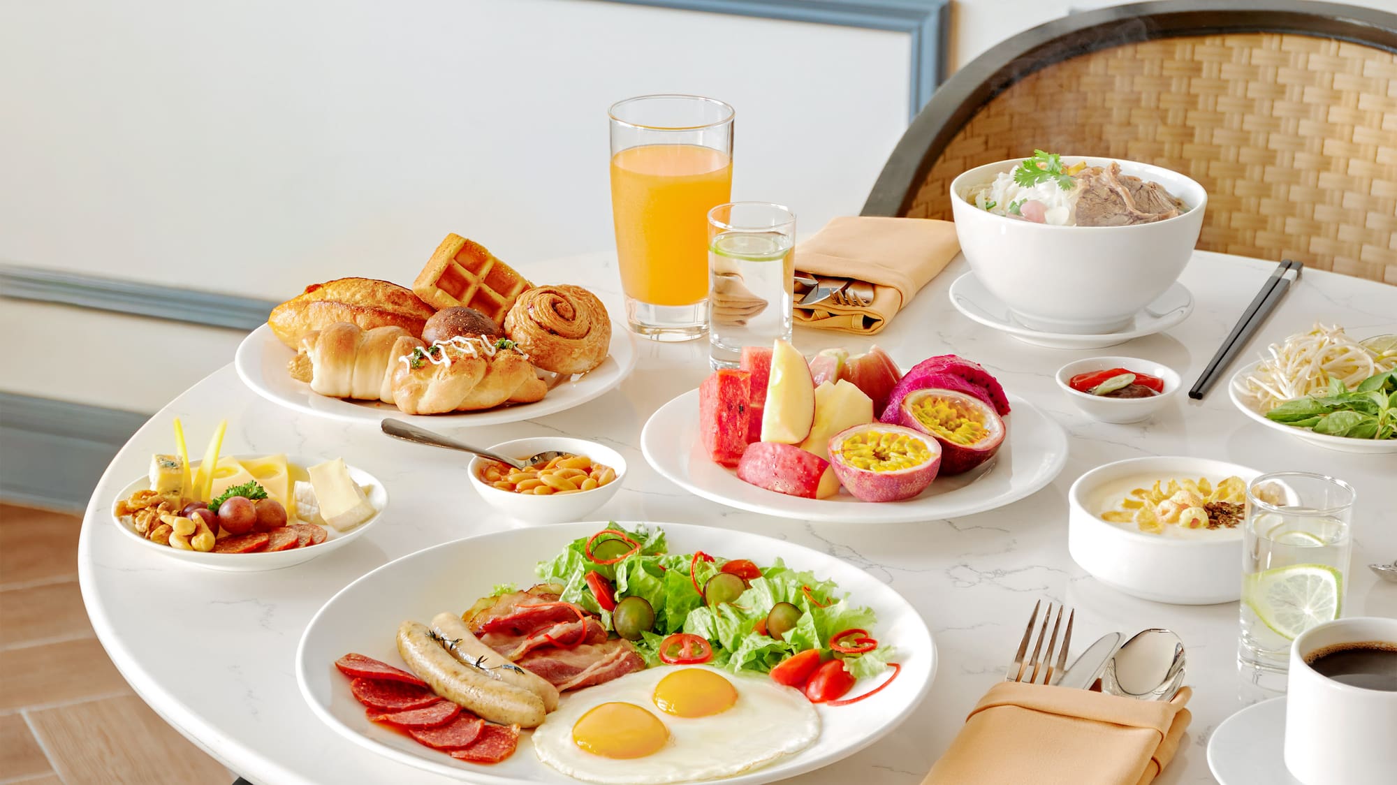 a table with food on it