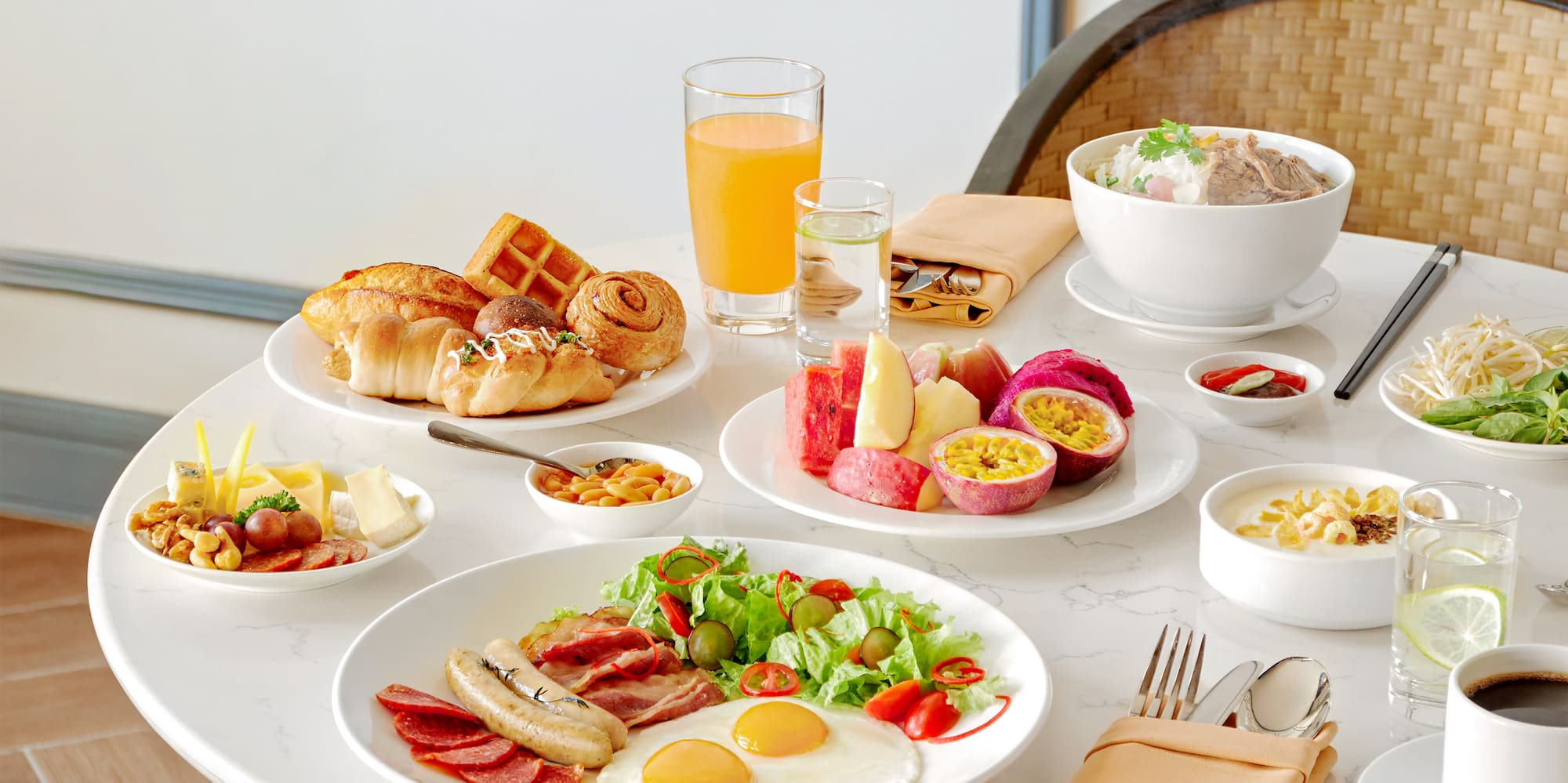 a table with food on it