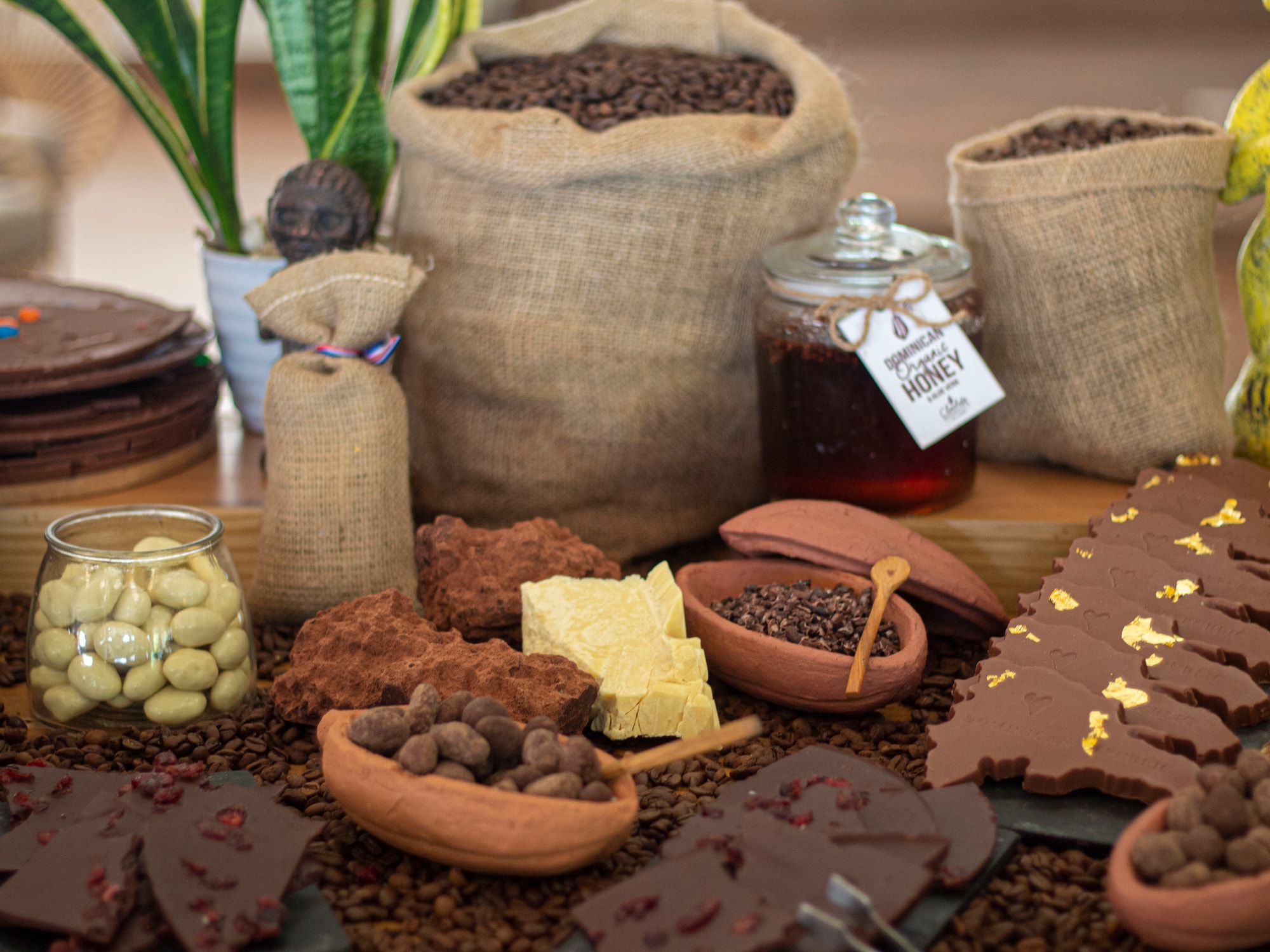 a group of bags of food