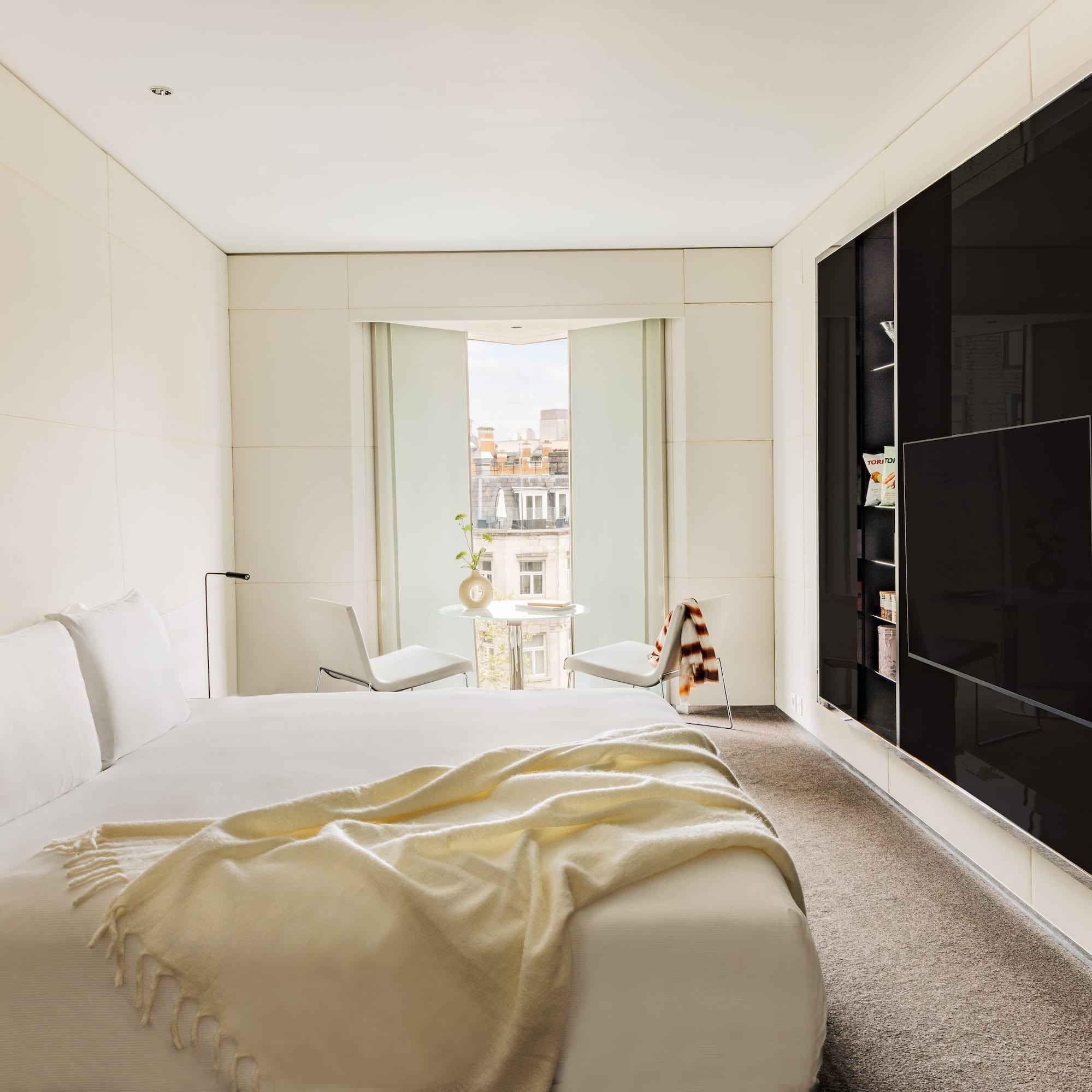 a white bed in a room